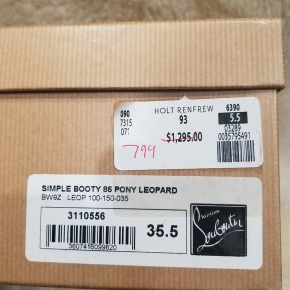 Louboutin Pony Hair Leopard Print Heeled Boots, size 35.5 - Picture 5 of 5